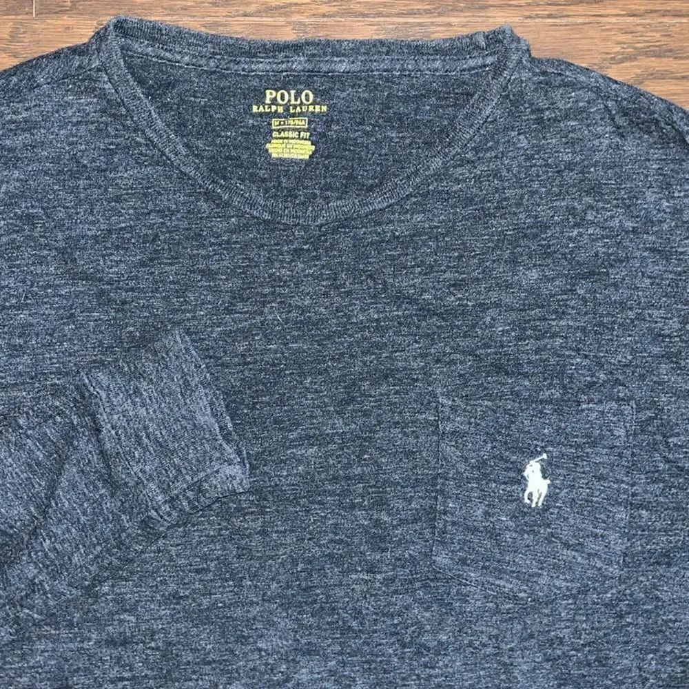 Gray mens Polo by Ralph Lauren LS w/ white Pony T shirt XXL